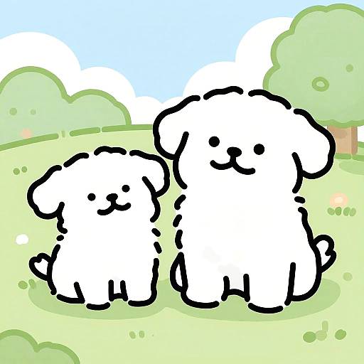 Animated Robotic Puppies in MSPaint Style