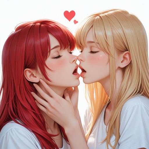 Blonde and Redhead Girls with Hearts