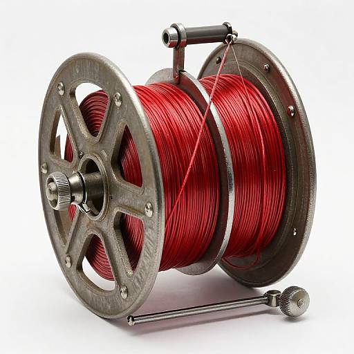 Vintage Circular Reel with Red Wire