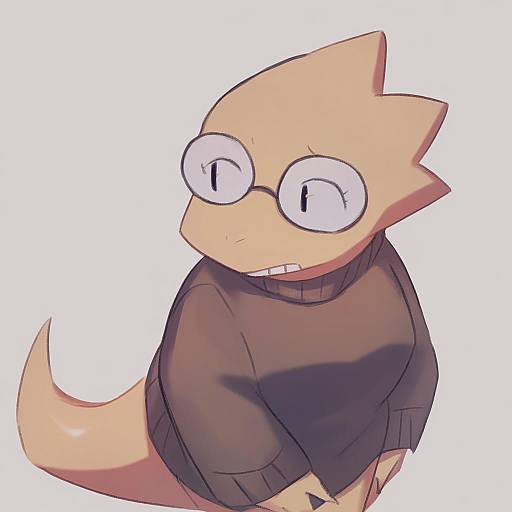 Illustration of Alphys, undertale in the style of Aoki shizumi