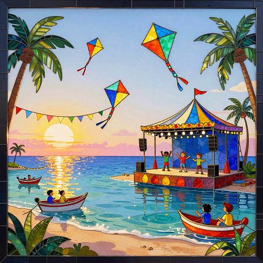 Stained Glass Kids Festival at Sunset by the Sea