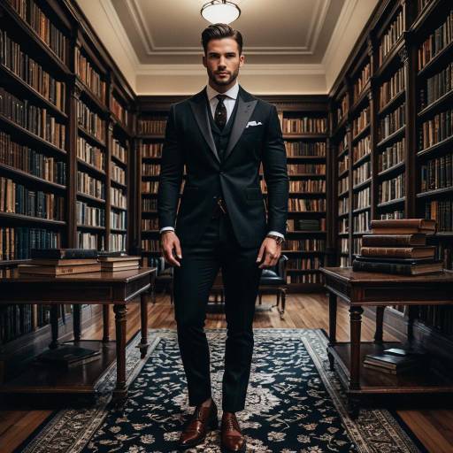Stylish Man in Classic Library