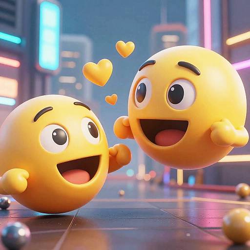 Surreal 3D Emoji Futuristic Cityscape