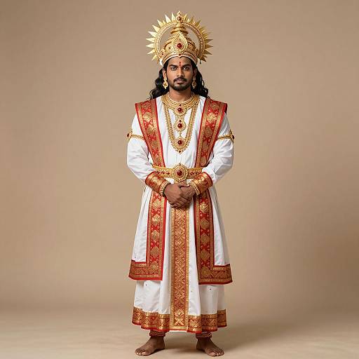 Majestic Indian Deity Male Costume Portrait