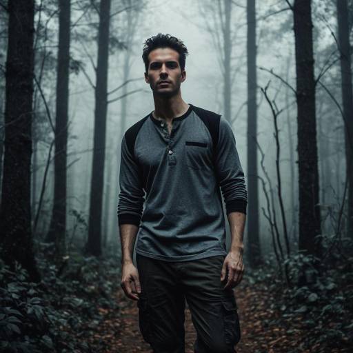Man in Foggy Haunted Forest