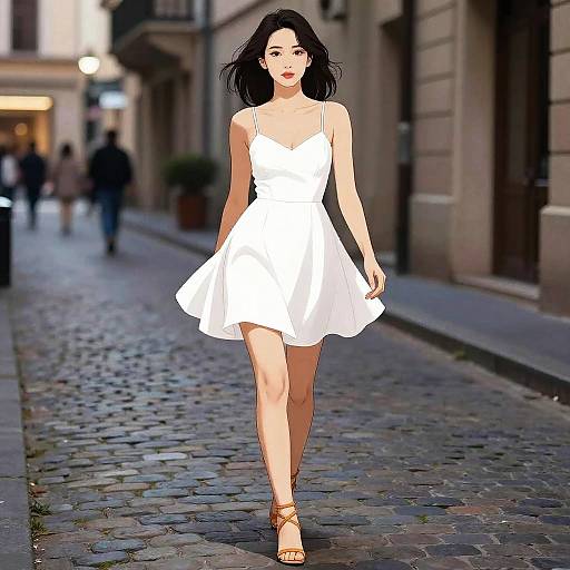 Elegant Woman in White A-Line Dress