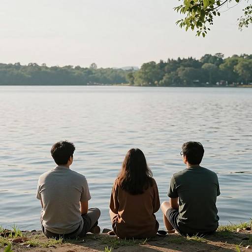 Tranquil Lakeside Contemplation Scene