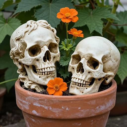 Poetic Skull Sculptures in Terracotta
