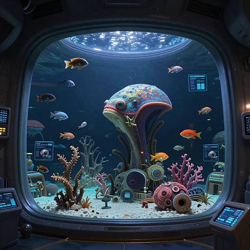 Futuristic Alien Aquarium in Spaceship