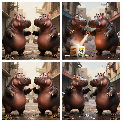 Realistic Hippo Gangsta Comic Panel