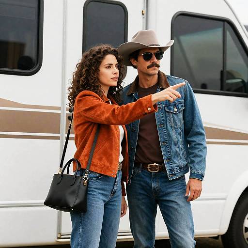 Dynamic Duo Beside Charming RV