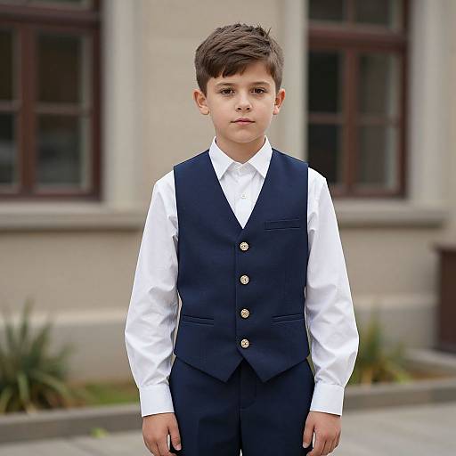 Vintage Boy in Blue Vest Costume