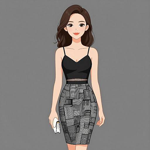 Chic Woman in Stylish Monochrome Outfit