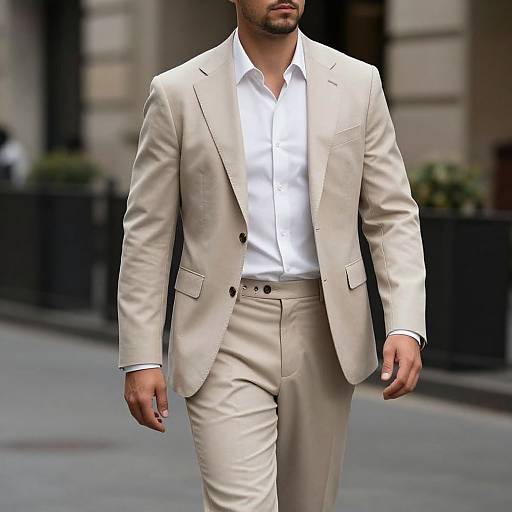 Confident Man in Modern Beige Suit