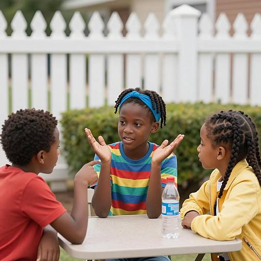 Three Children Enjoying Outdoor Playtime