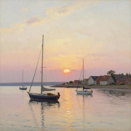 Serene Sunset Maritime Scene in Pastels