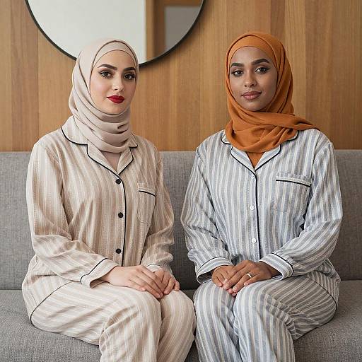 Two Women in Matching Pajamas