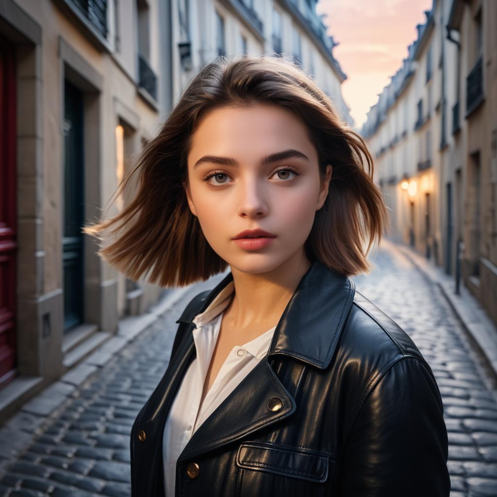 Cinematic Young Woman in Montmartre