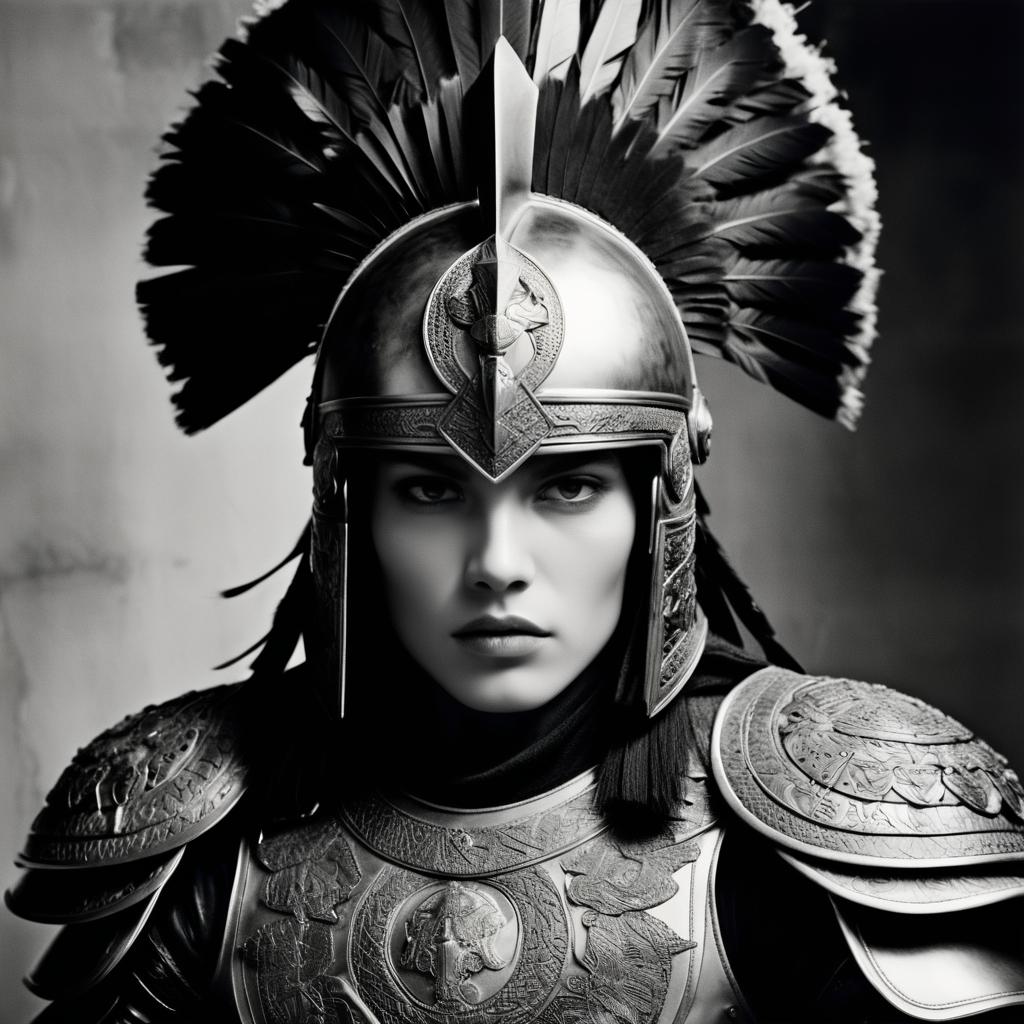 Fierce Warrior Analog-Style Portrait