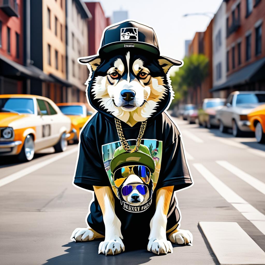 Hip-Hop Siberian Husky in Streetwear