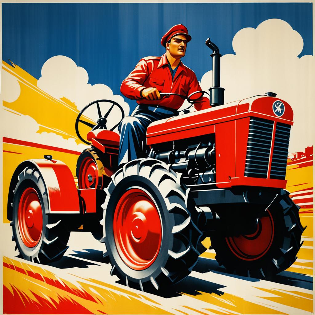 Heroic Tractor Driver Soviet Propaganda