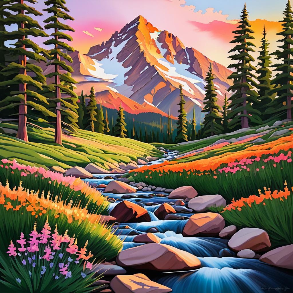 Serene Rocky Mountain Sunset Landscape