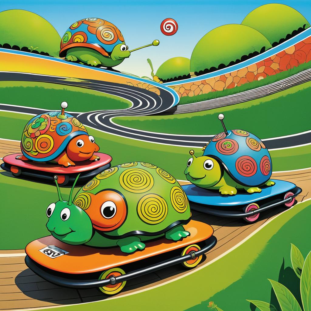 Whimsical Snail vs Turtle Art Race