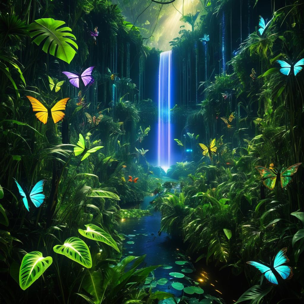 Futuristic Jungle Scene with Botanists