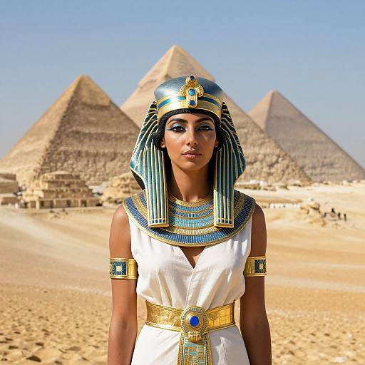 Ancient Egyptian Woman by Pyramids