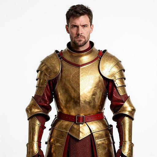 Serious Man in Medieval Golden Armor