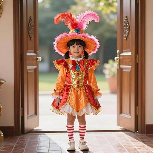 Whimsical Child in Colorful Carnival Costume