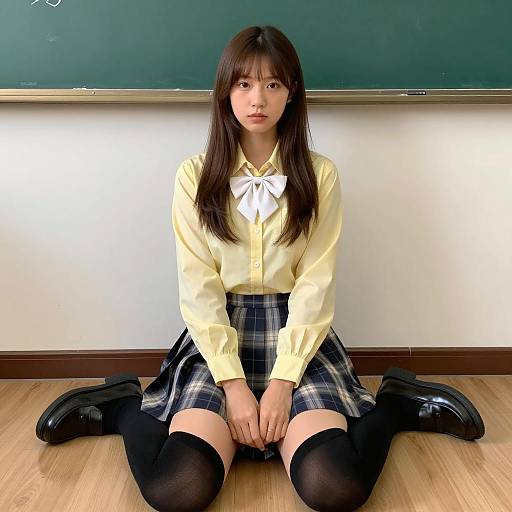 Casual Schoolgirl in Classroom Setting