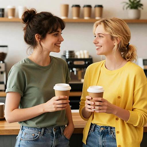 Joyful Meeting in a Coffee Shop