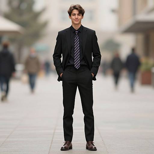 Stylish Boy in Outdoor Suit