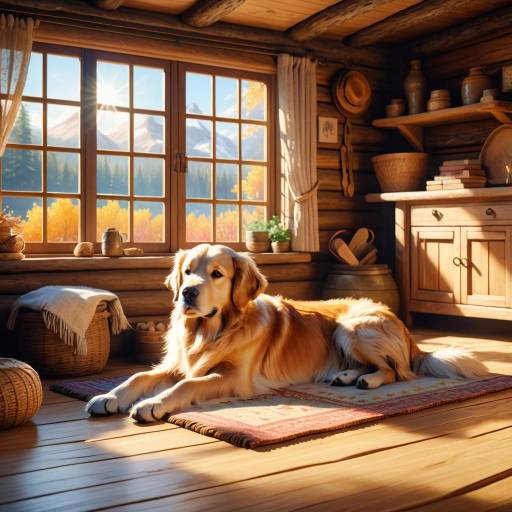 Cozy Rustic Cabin with Golden Retriever