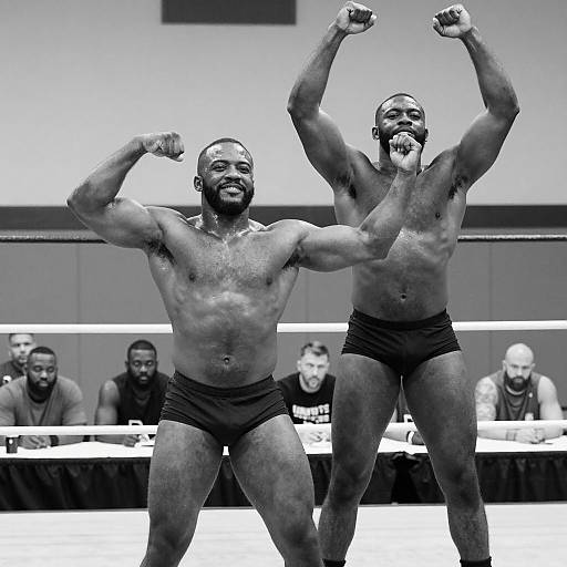 Dynamic Wrestling Match in Black and White