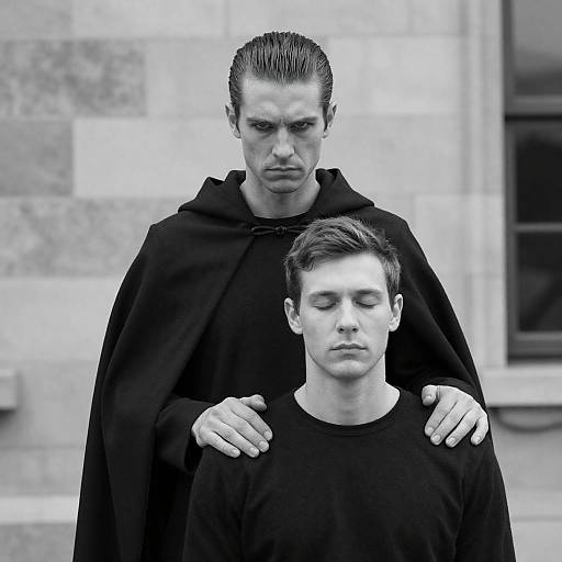 Dramatic Black-and-White Portrait of Two Men
