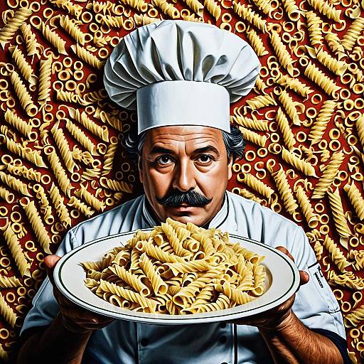 Surreal Italian Chef with Intricate Pasta Art