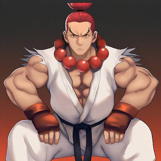 Illustration of Akuma (street fighter), street fighter in the style of Ogros
