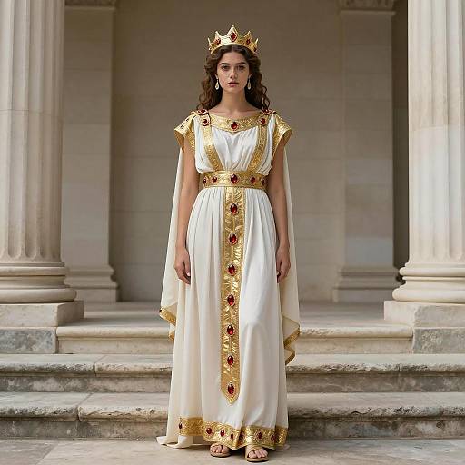 Regal Roman Queen in Elegant Attire