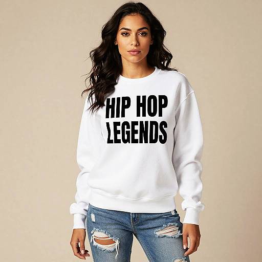 Woman Wearing Hip Hop Legends Sweatshirt