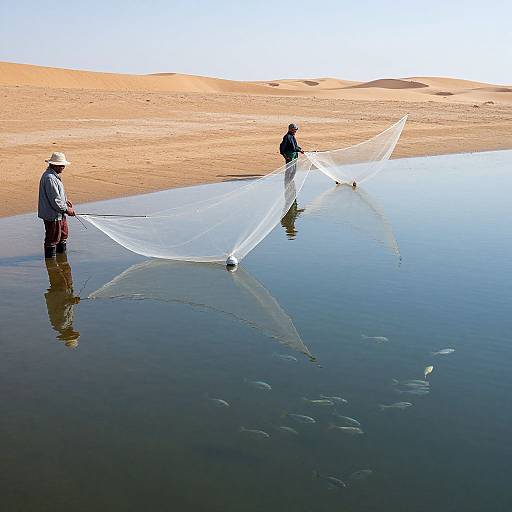 Desert Fishermen Catching Mirage Fish