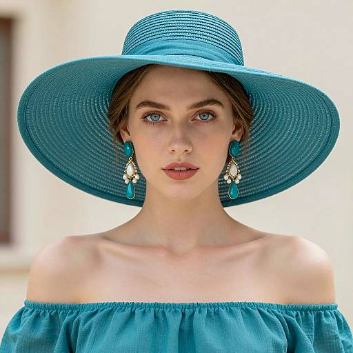 Elegant Young Woman in Teal Attire