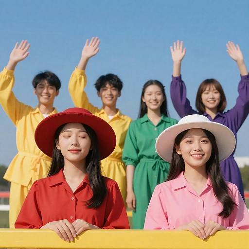 Colorful Group of Young Adults Outdoors