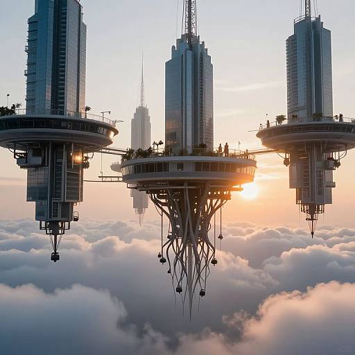 Surreal Floating Megacities Above Clouds