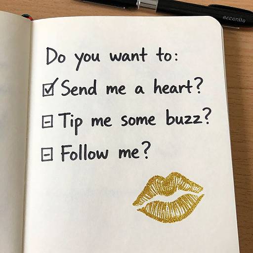 Highschooler's Handwritten Note with Glitter Kiss