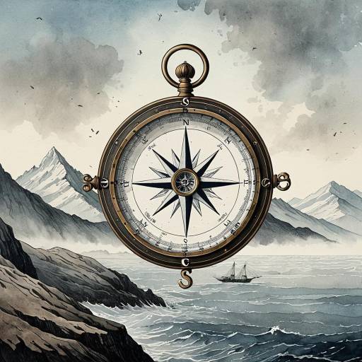 Whimsical Ocean Navigation Compass Illustration