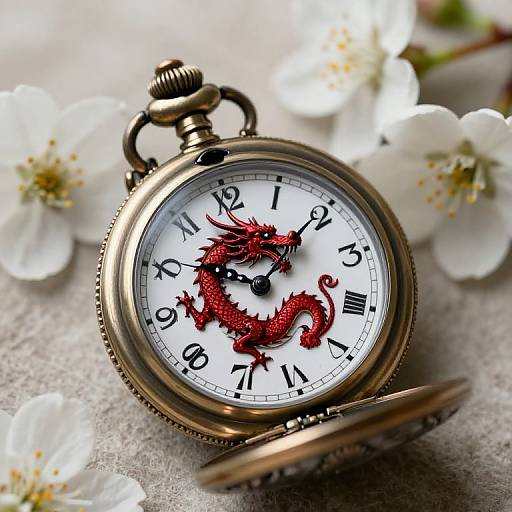 Steampunk Pocket Watch with Crimson Dragon