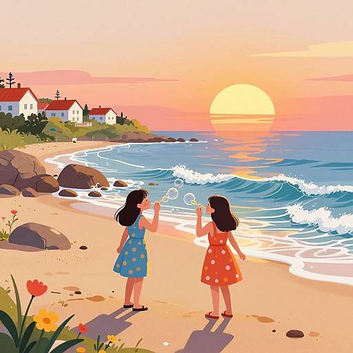 Whimsical Sunset Bubble Play