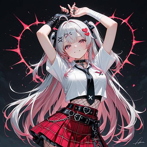 Vibrant Girl with Rainbow Hair and Accessories